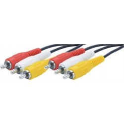 câble a/v 1 cvbs+2 rca mâle / 1 cvbs+2 rca mâle ERARD NOIR sur shop4home.fr